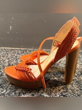 Jessica Simpson Orange Braided Platform Sandals Size 9